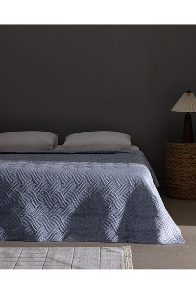 Madame Coco Delrico King Size Printed Bedspread - Blue