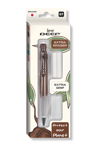 Serve Deep Kalem Grıp Silgi Yedekli Set 07 Mm Kahverengi