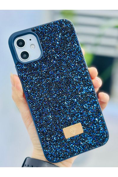 Go Aksesuar حافظة سيليكون متوافقة مع هاتف Iphone 12 و12 Pro بتصميم ماسي لامع ومرصعة بأحجار الراين