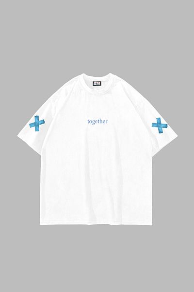Sekizbiraltı Together Back Printed Oversize Unisex White T-shirt