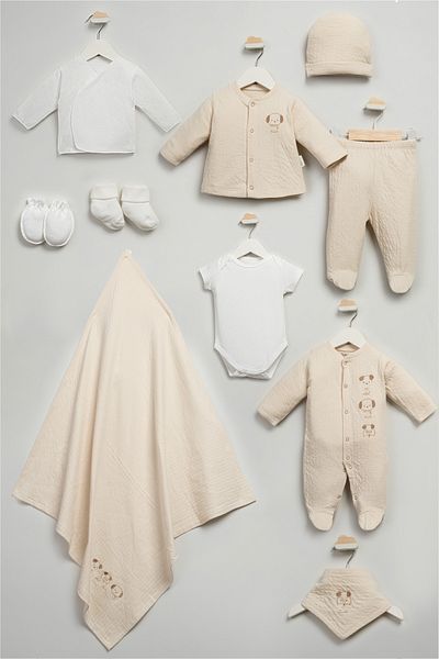 Bebitof Cute Puppies Patterned 10 Piece Boxed Newborn Hospital Outfit Set