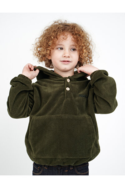 Monttini Μπουφάν ζακέτα με κουκούλα από φλις για αγόρια με κουμπιά καγκουρό