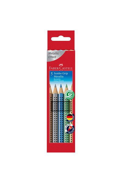 Faber Castell Jumbo Grip Colored Pencils Faber-Castell, 5 Metallic Colors