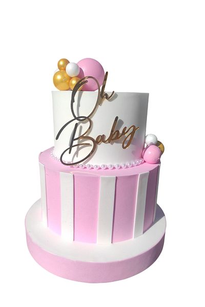 bizdenpastacılık Model Cake Oh Baby Written Birthday Cake Girl Model Cake