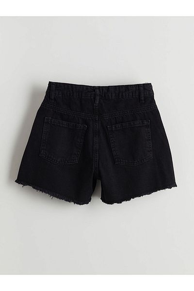 LC Waikiki Blue Girl's Jean Shorts with Adjustable Waist Elastic