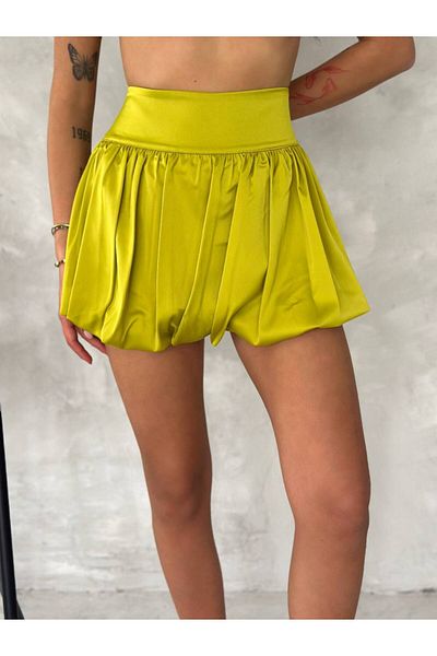 Stil Sepeti Fusta mini balon verde fistic pentru femei cu pantaloni scurți