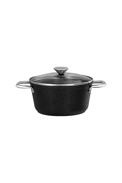 Madame Coco Noir Titanium Deep Pot - Black - 22 cm