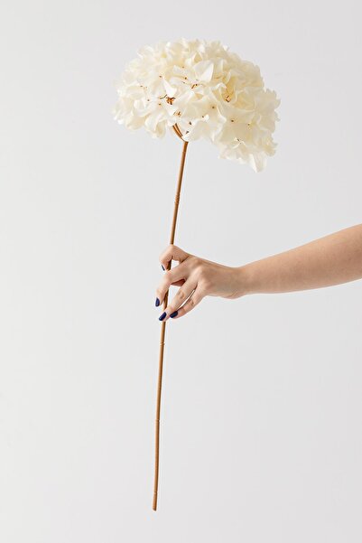 Güleç Yapay Çiçek Yapay Vazo Çiçeği Ortanca 75 Cm 5 Dal Krem