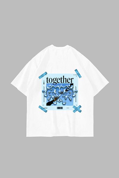 Sekizbiraltı Together Back Printed Oversize Unisex White T-shirt