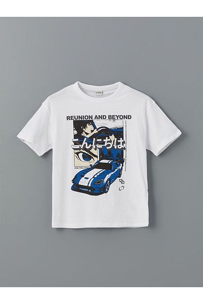 LC Waikiki Tricou pentru băiat din bumbac pieptănat cu decolteu