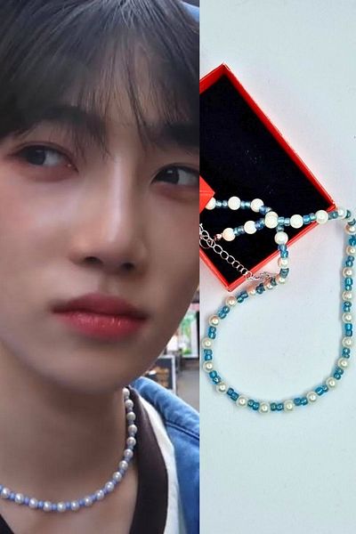 KRIMO Kpop the Boyz Chanhee Pearl Blue Bead Necklace