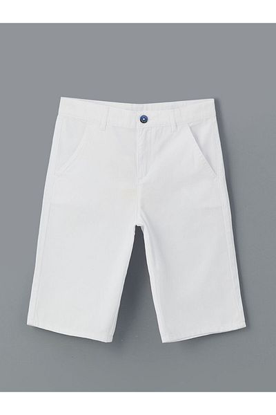 LC Waikiki Lcw Kids White Boys Shorts with Adjustable Elastic Waist