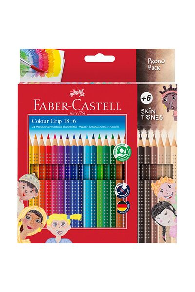 Faber Castell Colored Pencils 18+6 Colors, Skin Tones Grip 2001, Faber-Castell