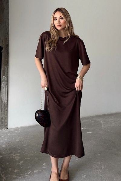Ded COLLECTION Γυναικείο φόρεμα με κοντό μανίκι με λεπτομέρεια με λαιμόκοψη στο πλάι