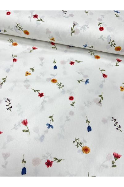 Renk Tekstil Rosa Mista Metrelik %100 Pamuk Poplin Kumaş - Elbise - Nevresim - Çarşaf - Hobi