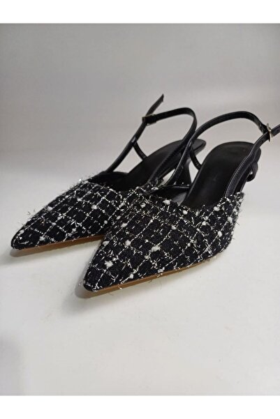 Gökhan Talay Sophie Black Patterned Fabric Low Heeled (4 cm) High Heeled Shoes