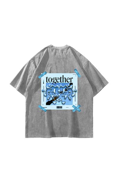 Sekizbiraltı Πλένεται White Together Back Printed Oversize Unisex Tshirt