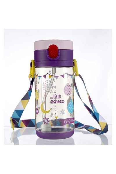 Rovco Vagonlıfe Children's Water Bottle with Straw / Without Straw with Strap B1040 330 ml 6 Months
