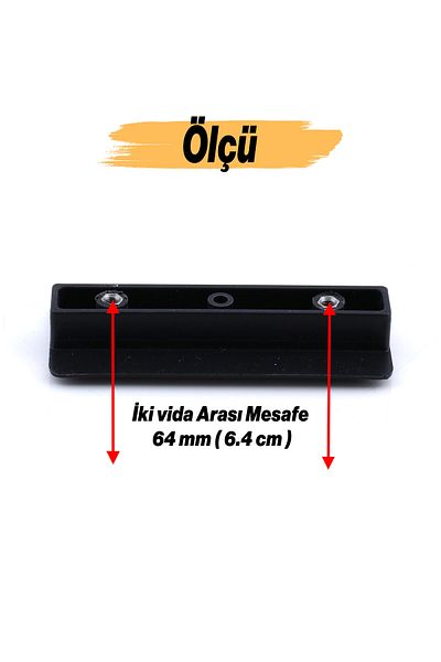 Badem10 Mâner din plastic negru Elite 64 mm Mobilier de bucătărie Sertar Dulap de bucătărie Mânere dulap Capac Mâner 6,4 cm