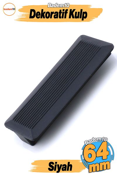 Badem10 Mâner din plastic negru Elite 64 mm Mobilier de bucătărie Sertar Dulap de bucătărie Mânere dulap Capac Mâner 6,4 cm