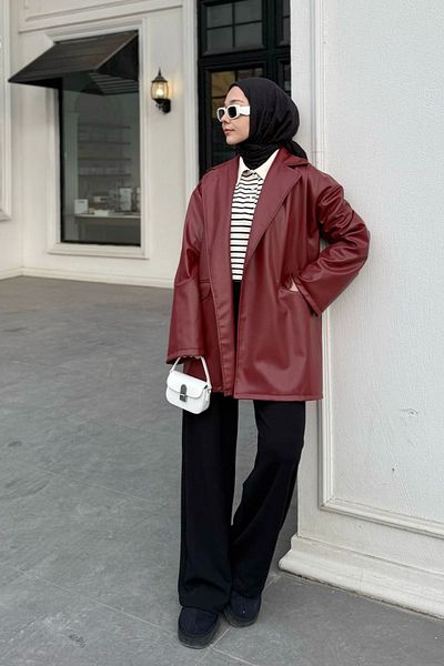 Ceylan Otantik JACHETA DE PIELE ROSIE CLARET