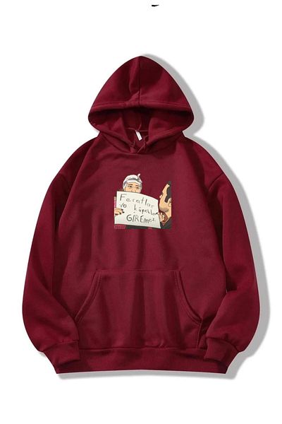 RPT MODA Oversized Casual Cut Pink Slogan Printed Detail Basic Sweatshirt Top with Hood