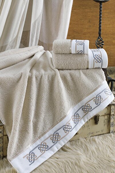 Ellia Soft طقم مناشف ماركو مكون من 3 قطع، 100% قطن، طقم حمام تركي فاخر في علبة، طقم هدايا فاخر للحمام