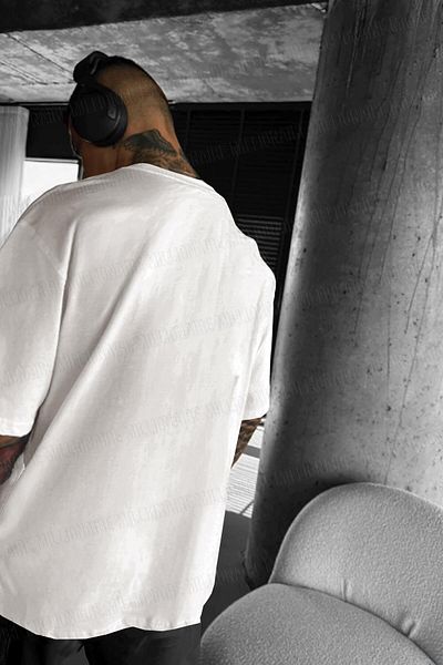 Millionaire Ανδρικό μπλουζάκι εκρού λευκό Da Vinci Sicience Oversize Loose Wide Fit Loose Cut T-shirt
