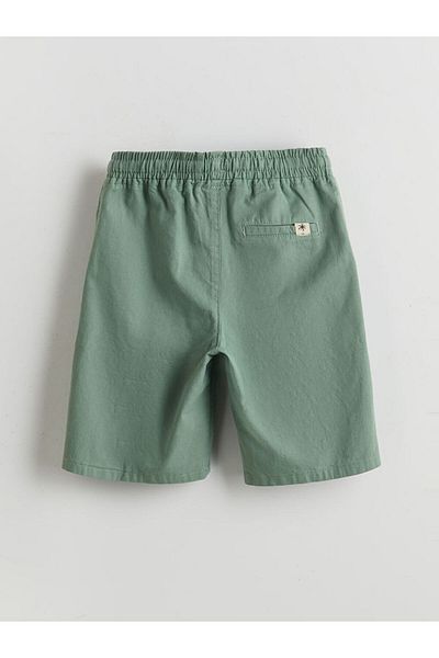 LC Waikiki Lcw Kids Green Elastic Waist Linen Blended Boy Shorts