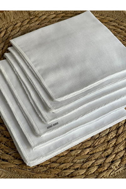 NÜNÜ ANNE , Bebek Ağız Mendili, 6'lı , %100 Pamuklu, Çift Katlı, 30x30 cm