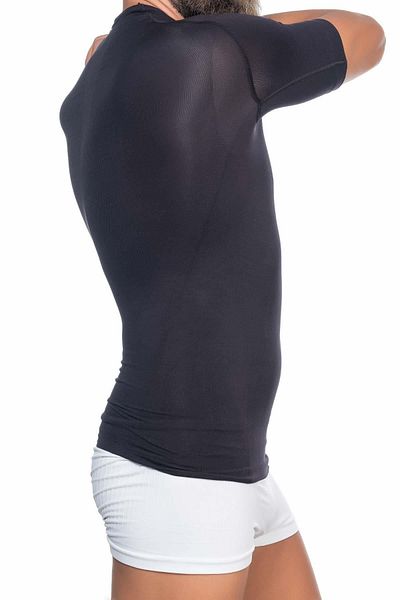Emay Black E1010 Half Sleeve Men's Corset Undershirt