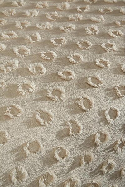 Tinybabyconcept 100% Cotton Pique Set 240X260 cm 2-Piece Pillowcase with Pompom Summer, King Size, Soft Beige