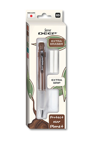Serve Deep Kalem Grıp Silgi Yedekli Set 05Mm Kahverengi