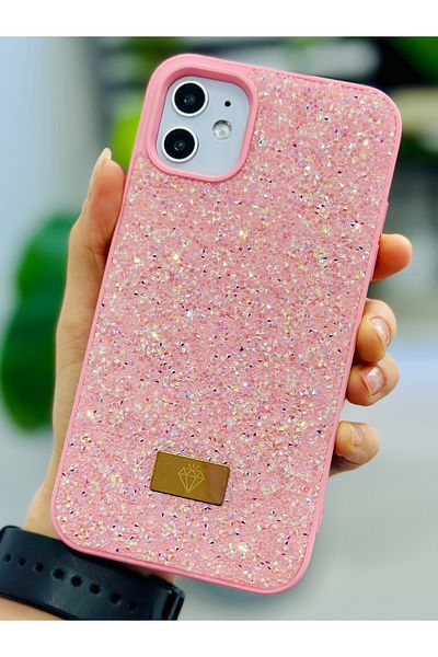 Go Aksesuar حافظة سيليكون متوافقة مع هاتف Iphone 12 و12 Pro بتصميم ماسي لامع ومرصعة بأحجار الراين