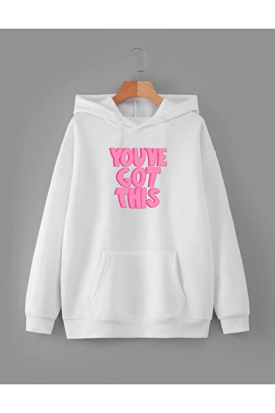 RPT MODA OVERSİZE RAHAT KESİM YOU WE BASKI DETAYLI KAPÜŞONLU BASİC SWEATSHİRT...