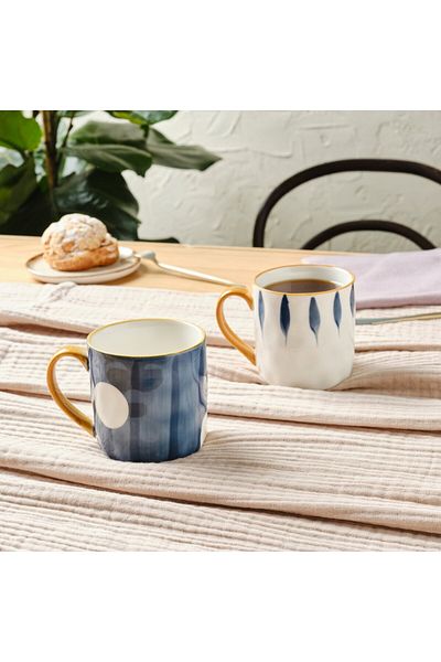 Karaca Canarie 2-teiliges Steinzeug-Becher-Set, 350ml, Mehrfarbig