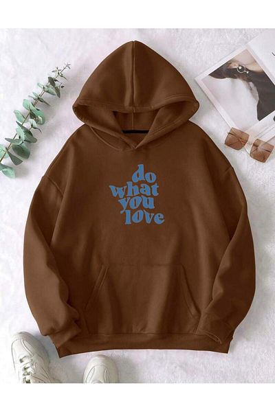 RPT MODA СУИТШЪР С КАЧУЛКА, ОБЩ РАЗМЕР, УДОБНА КРОЙКА С ПРИНТ „DO WHAT“