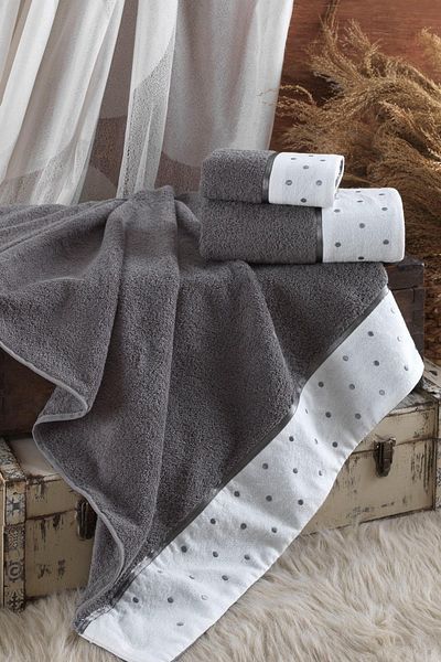 Ellia Soft Σετ πετσετών από 100% κεραμικό πουά από βαμβάκι (3 τεμάχια) |   Σετ Πολυτελείας Τουρκικού Μπάνιου |   Σετ προίκας |   Μπάνιο