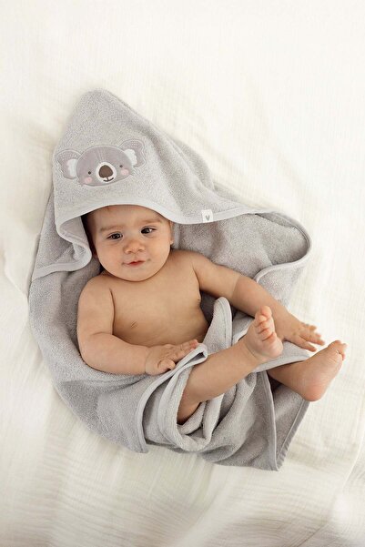 İrya Tiny Koala Organik Pamuk Nakışlı Bebek Kundak Gri 75x75