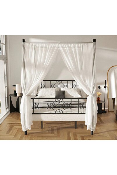 Reyo Stella Sultan Başlıklı Çift Kişilik Ferforje Metal Karyola (Cibinliksiz)...