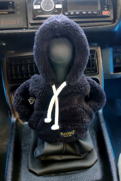 Bundera Gear Shift Ornament Black Plush Hoodie Hooded Car Gear Shift Knob Ornament Auto Accessory Gear Shift Knob Sweatshirt