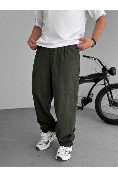 BYBASICMAN بنطال فضفاض مريح بخياطة كاكي JJ-96