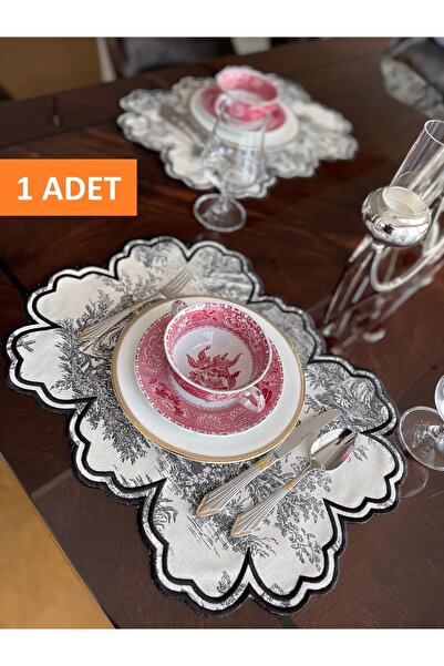 QBR Home Vintage Amerikan Servis. Siyah Desenli ( 1 Adet )