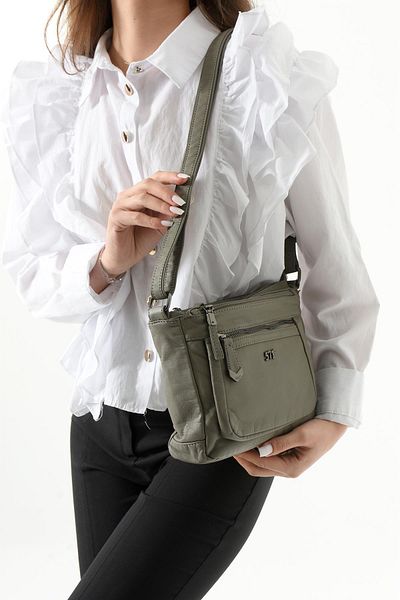 571 Collections Çanta Gray Faux Leather Shoulder Bag (Model: 571-13-10J)