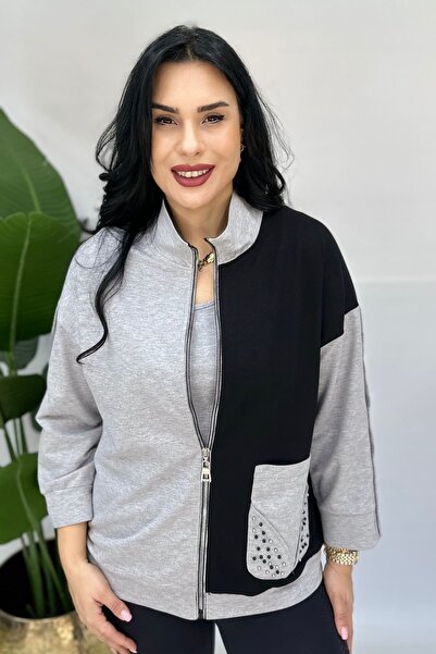 GÖKSEL 2Lİ İNCİLİ HIRKA VE ATLET - SİYAH