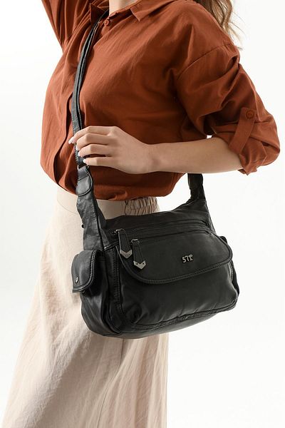 571 Collections Çanta Faux Leather Shoulder Bag Black (Model: 571-13-10L)