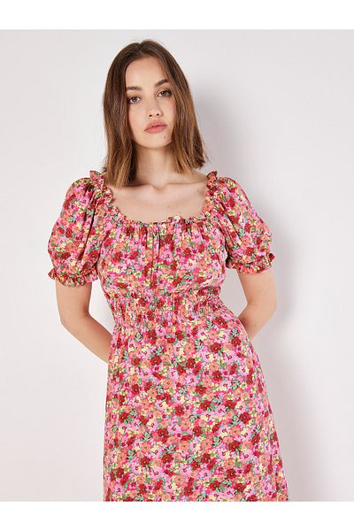 Apricot Florales Sommerkleid