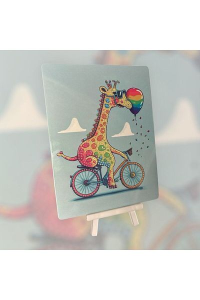 OZN AKSESUAR DIY 5D Diamond Stone Processing Kit Painting 15X20 Giraffe with Bicycle