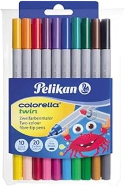 Mu Art Pelikan Felt-Tip Paint Pens Colorella Twin, 1 Set, 10-Color