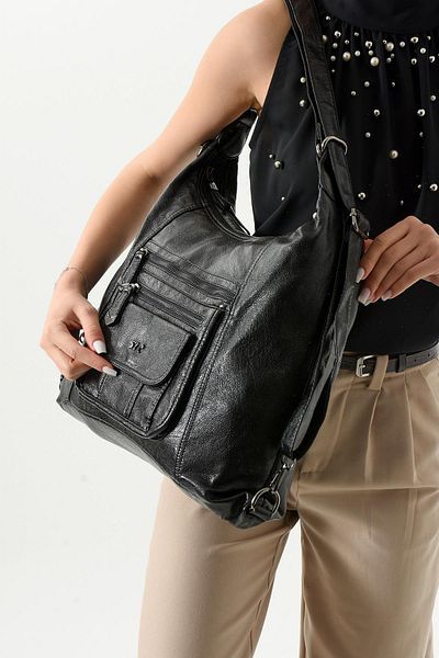 571 Collections Çanta Faux Leather Backpack Black (Model: 571-13-13m)
